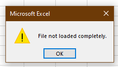 Excel fails to load your whole file